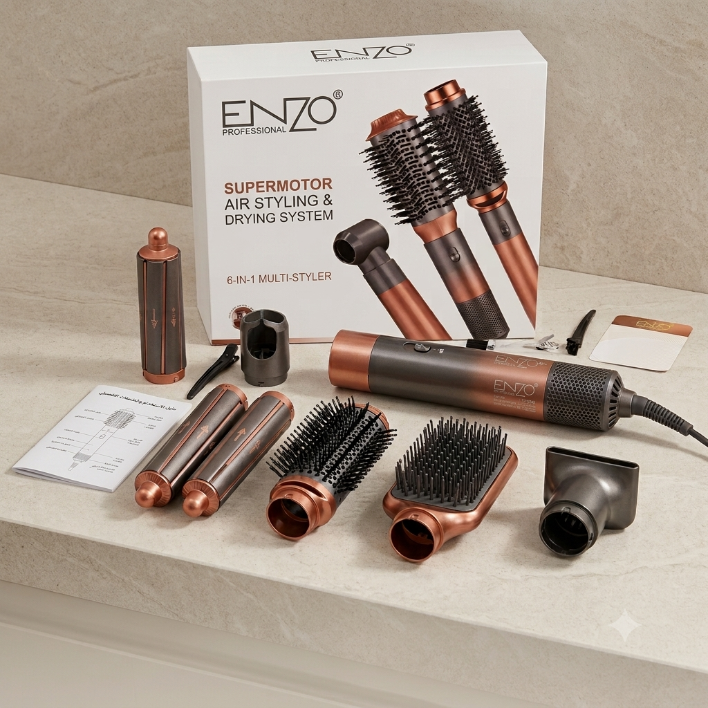 Kit De Coiffage 4En1 1500W Avec Technologie Ionique FlexStyle Enzo EN-4131 – Image 2
