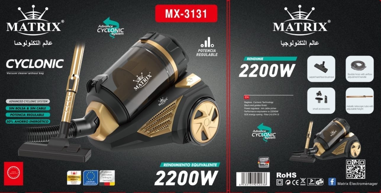 Aspirateur 2200W Noir et Doré Matrix MX-3131 – Image 2