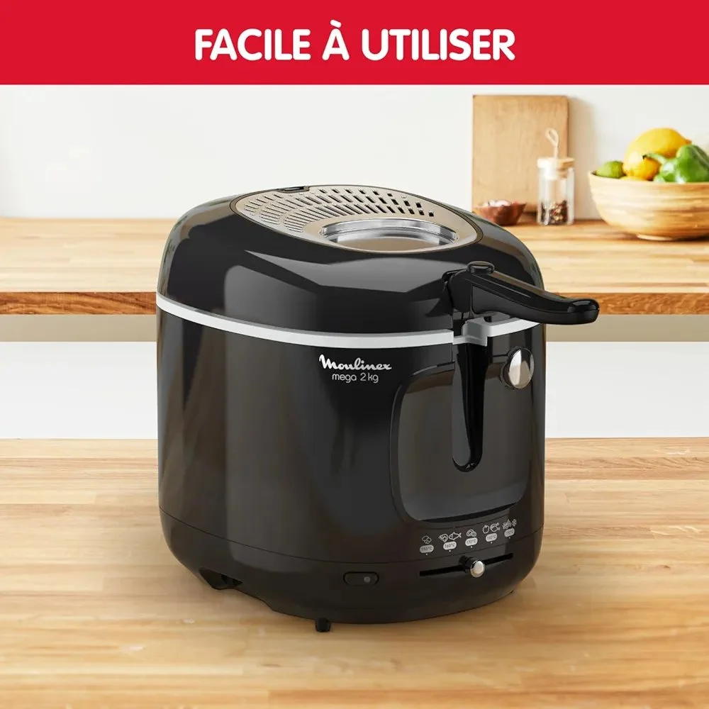 Friteuse Moulinex Original Classique Mega XXL, 2Kg, 1800W, Inox/Noir - AM480870