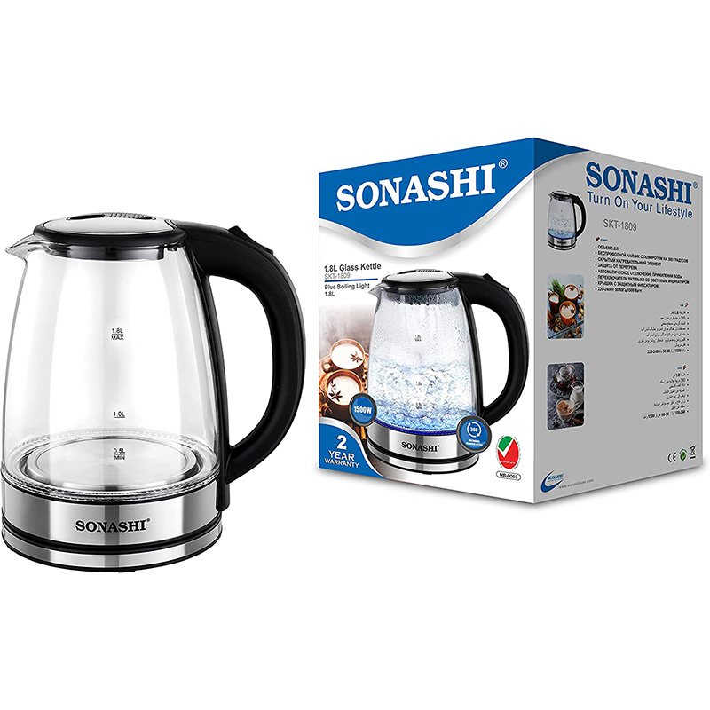 Bouilloire en verre LED 1.8L 1500W Sonashi SKT-1809 – Image 2