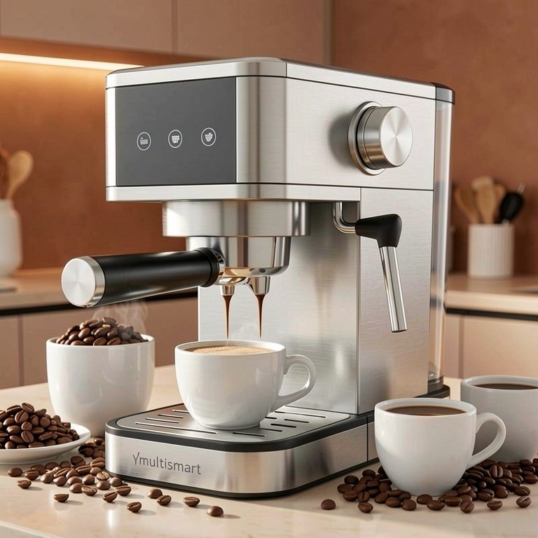 Cafetière expresso INOX 3 en1 20Bar 1450W '' Poudre + Capsules + Cappuccino'' Multismart MS-CF1313 – Image 2