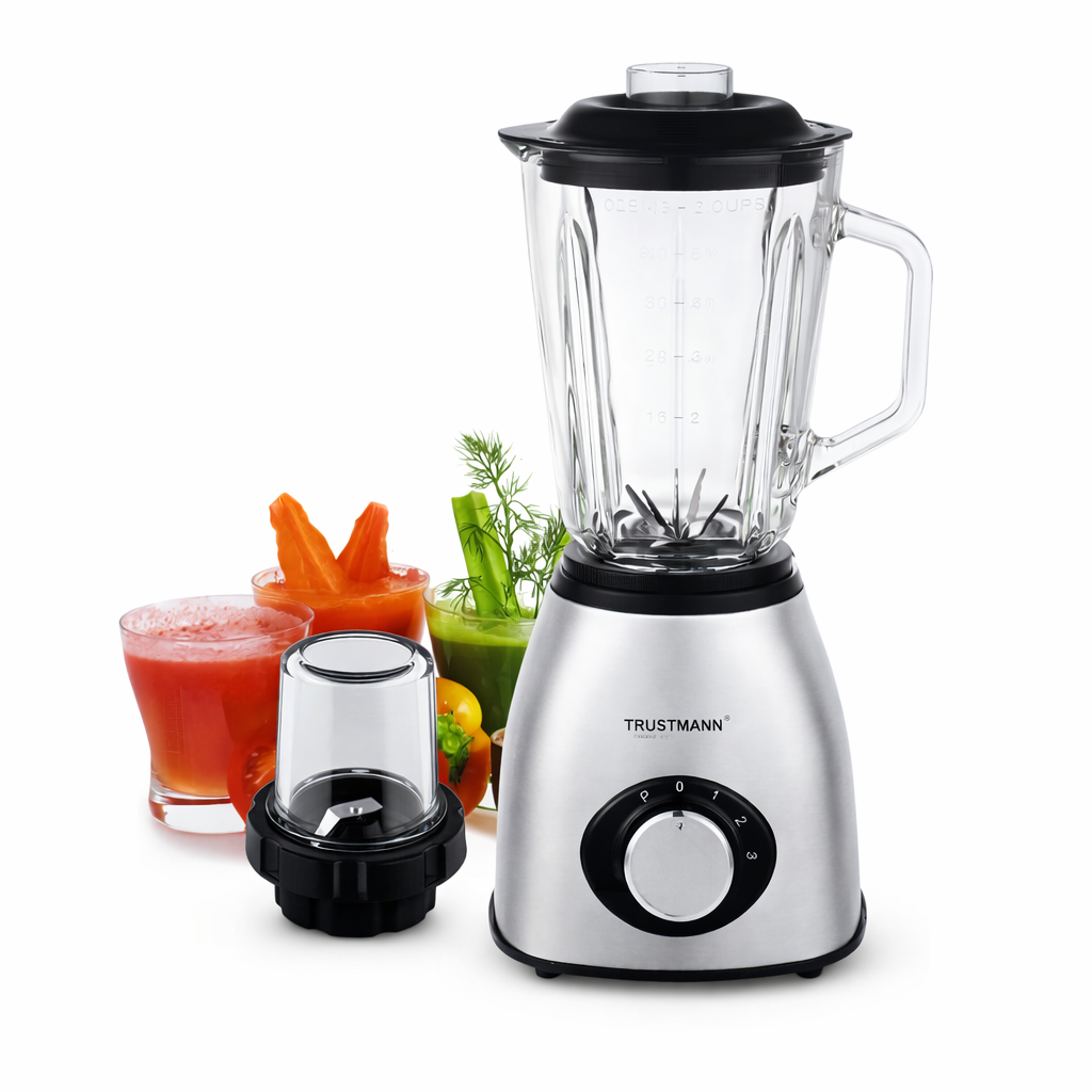 Blender 2 en 1 En inox - Tasse Blender et moulin en verre 1.5 L 400W TrustMann TM-B001