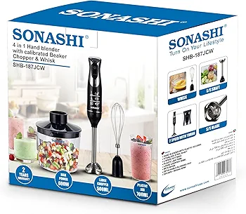 Bras mixeur plongeant 3 en 1 à 600 W Sonashi SHB-187JCW Noir – Image 7