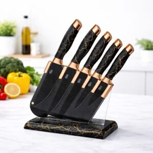 Set de 5 couteaux de cuisine + Support couleur Noir