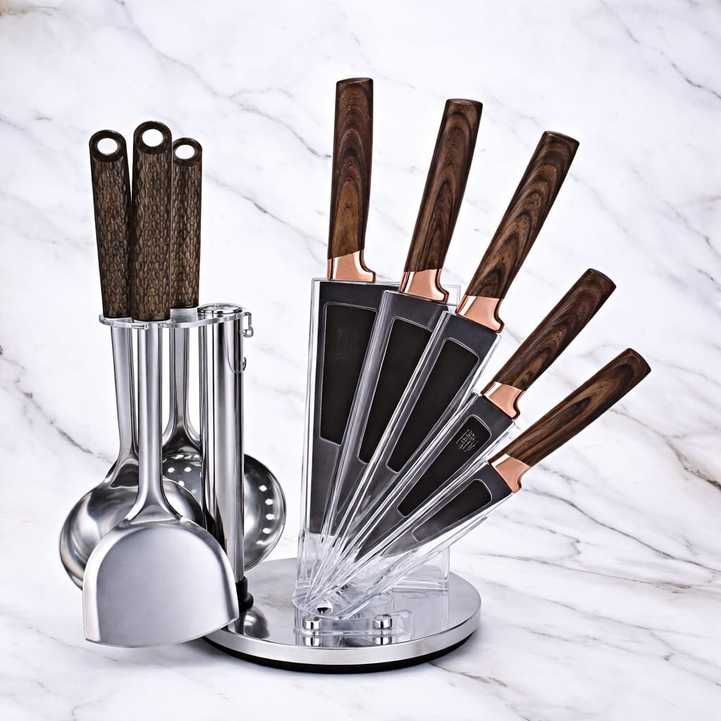 Set de 9 pcs couteaux de cuisine + Support 9PC