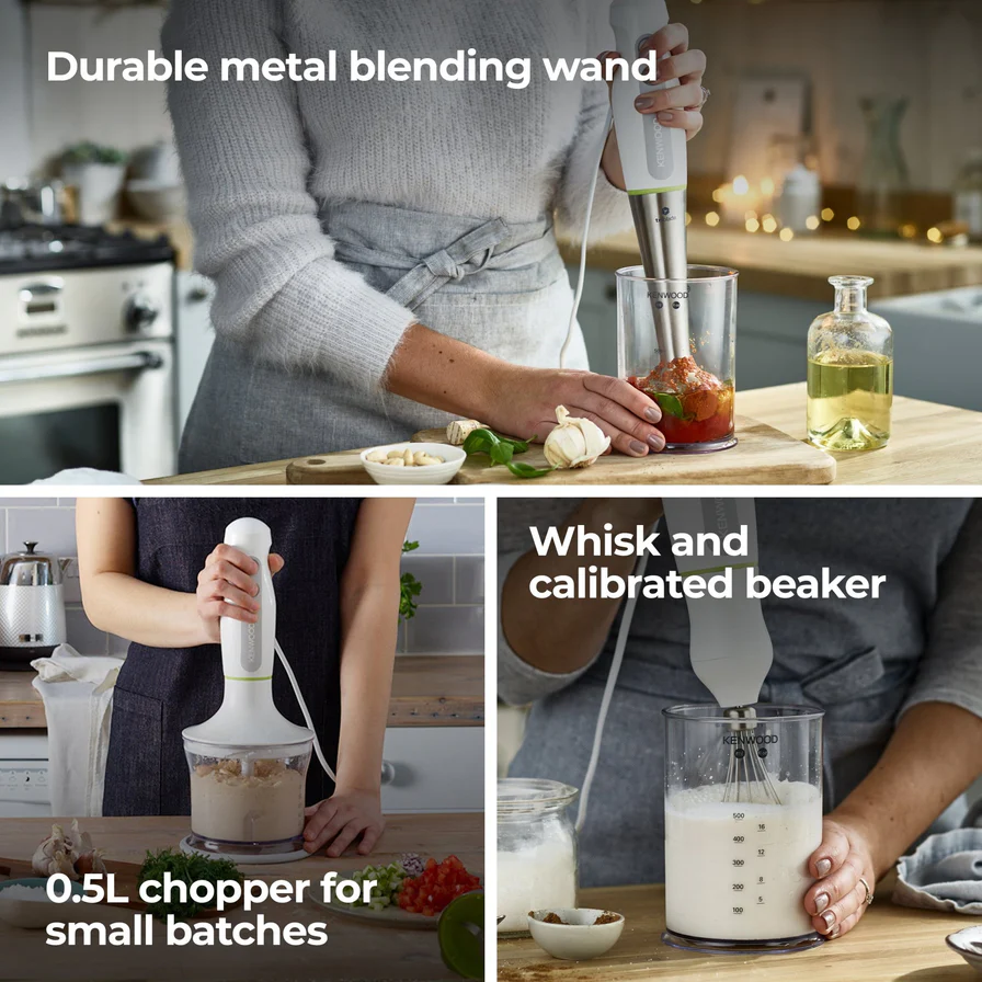 Hand Blender Kenwood original Triblade with Chopper & Whisk 600W - HDP109WG – Image 6