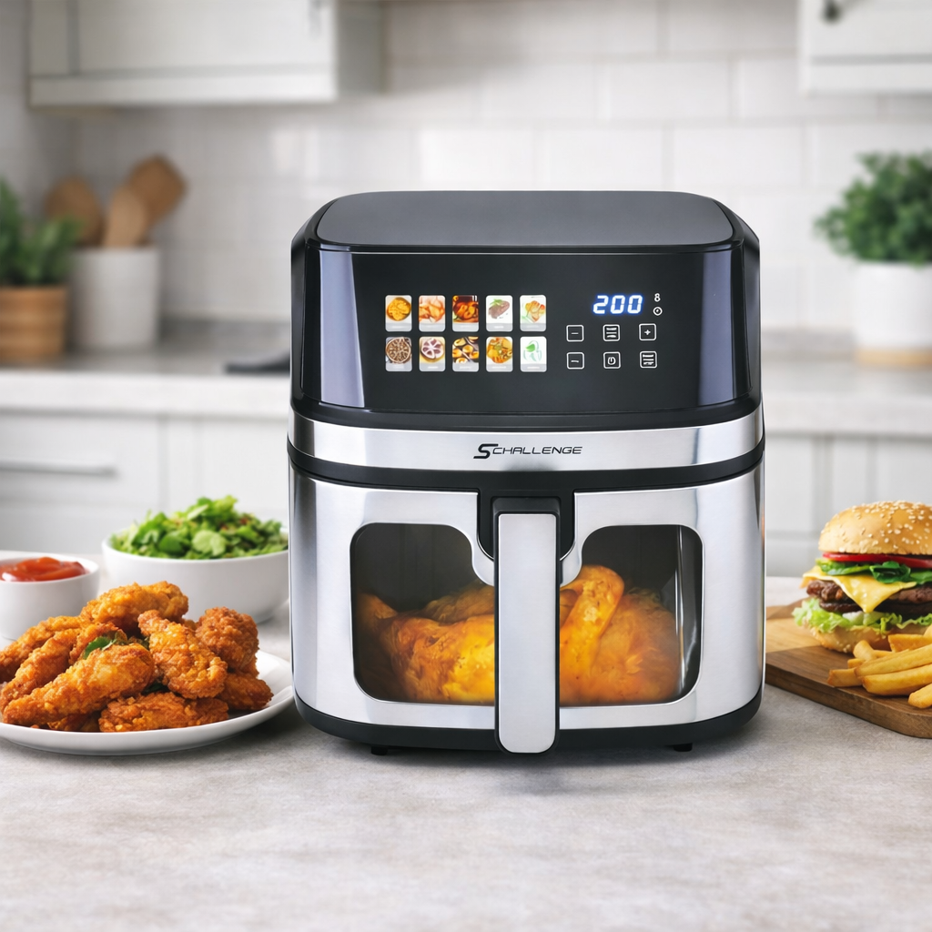 Airfryer Inox 8L 1800W Numérique Avec Fenêtre Visible Schallenge AMB-39AF