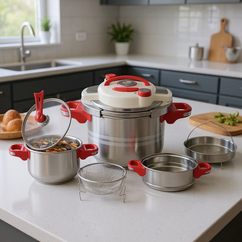 Cocotte minute clipso 8 pcs 05+07 L avec minuterie en Inox 18/10 Unipro Original UP-CM7+5SB – Image 2